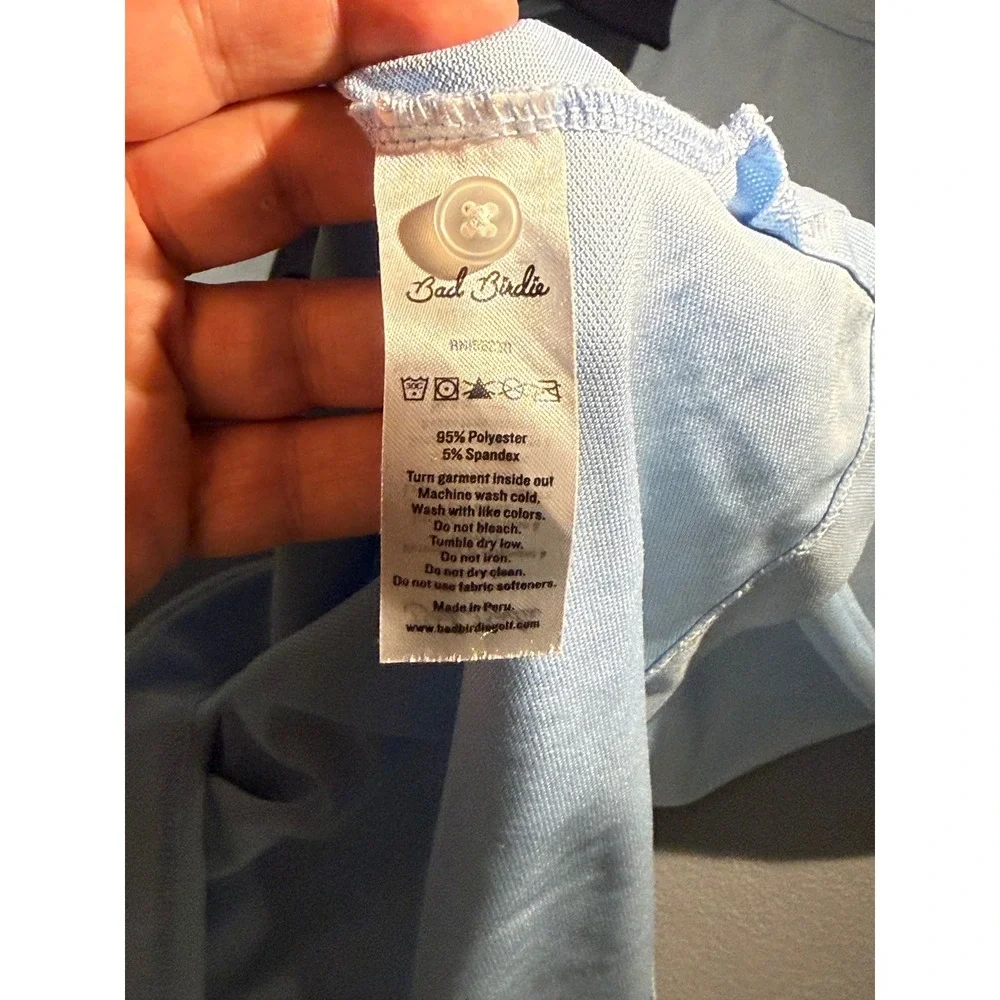 Bad Birdie Mens Golf Polo Shirt Light Blue Navy SS24FI-BBMP007-534 Size L